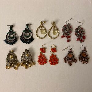 Lot of 6 pairs of pierced earrings - 3 fish hooks & 3 posts